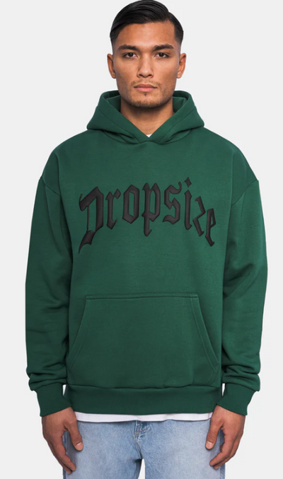 Dropsize HD-204 HEAVY OVERSIZE V2 PUFFER PRINT HOODIE - Washed Green