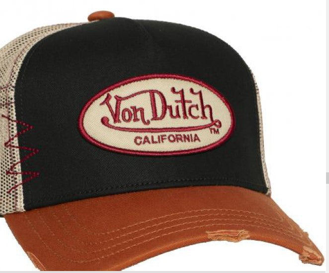 Von Dutch Trucker Twill  Cap - UESD 09 Schwarz Beige Orange