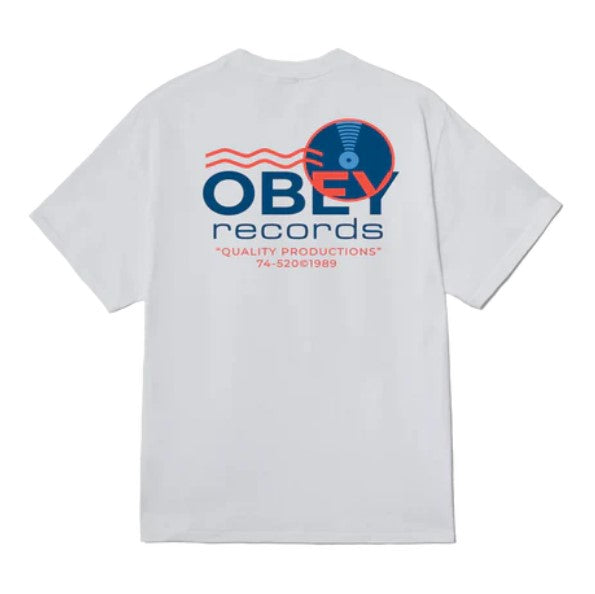 OBEY RECORDS SOUND WAVES CLASSIC T-SHIRT - WHITE
