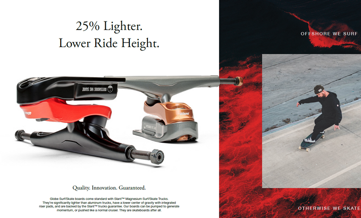 Globe Slant Surf Skate Trucks - Black/Red