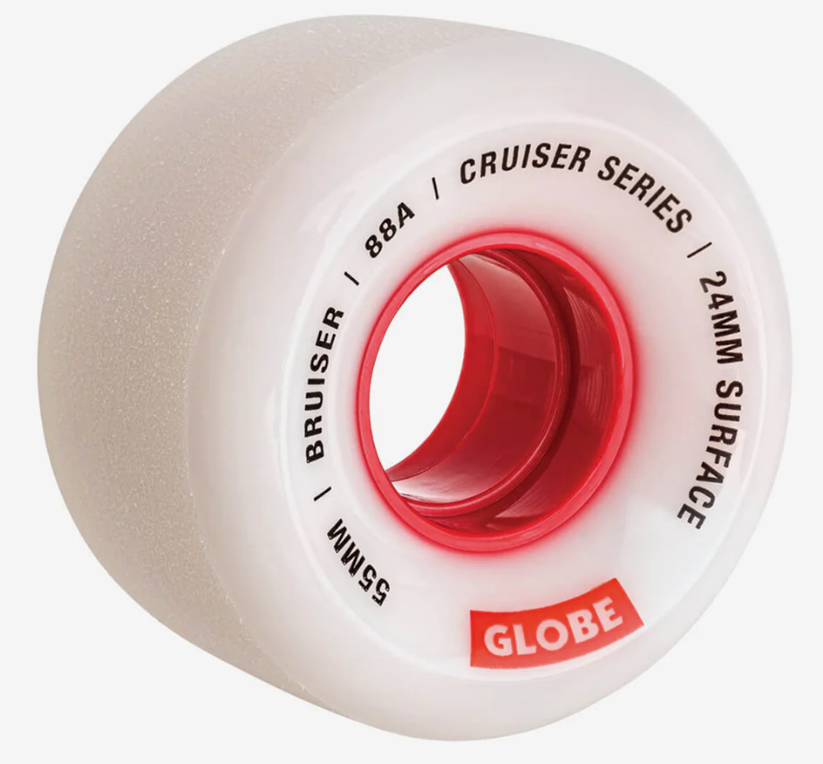 Globe Bruiser Cruiser Skateboard Wheel 55mm - White/Red White/Red/55