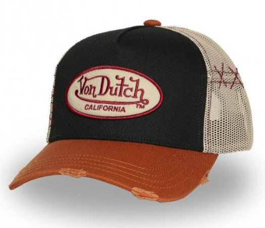 Von Dutch Trucker Twill  Cap - UESD 09 Schwarz Beige Orange