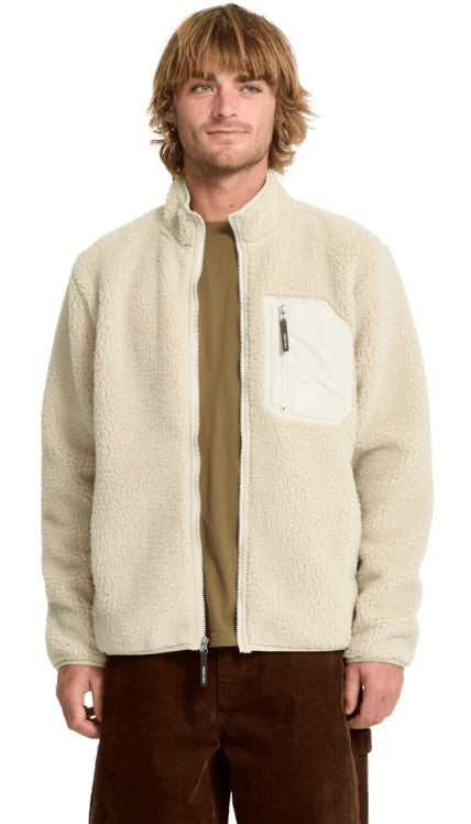Volcom MUZZER FUZZAR ZIP SHERPA SWEATSHIRT - Stone