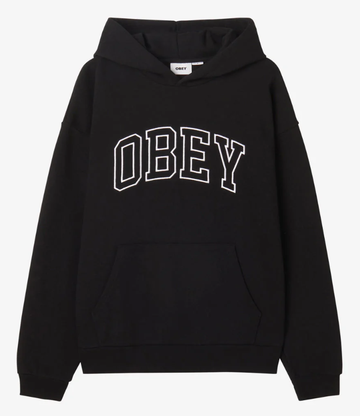 Obey Collegiate II Extra heavyweight OVERSIZE HOOD - Black