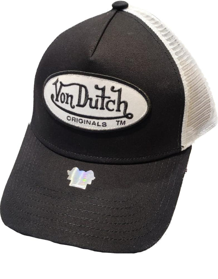 Von Dutch Boston Twill Trucker Cap - Black / White
