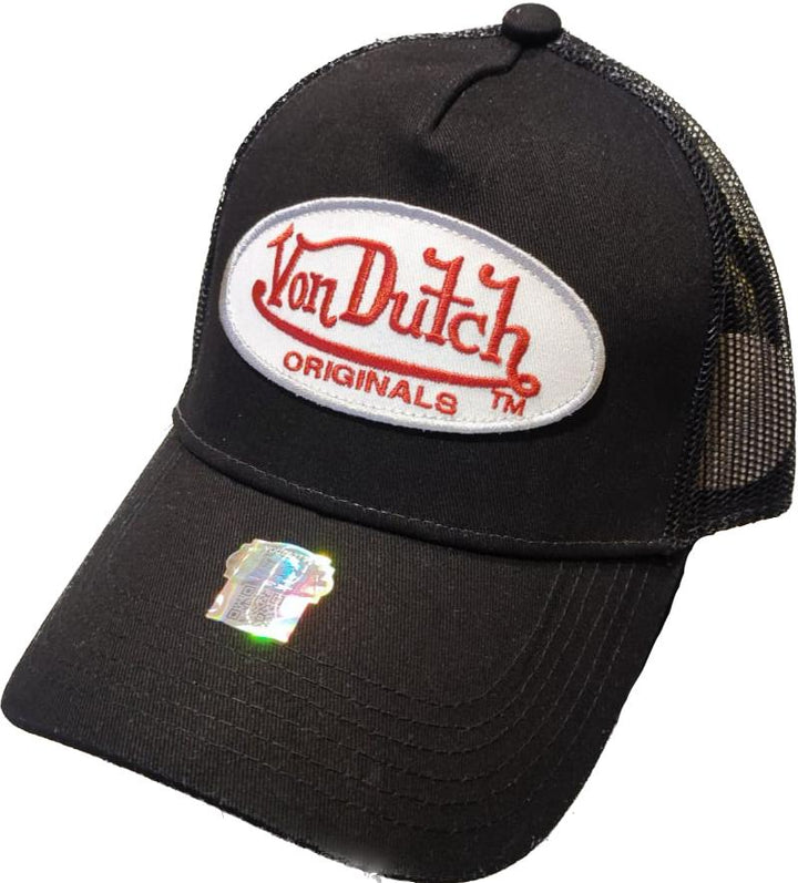 Von Dutch Boston Twill Trucker Cap - Black / Red / White