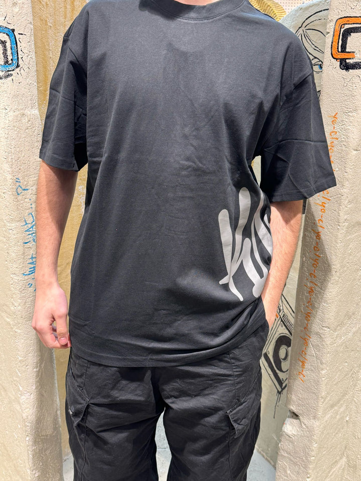 Karl Kani Woven Signature Tag Tee - Black / Dark Grey