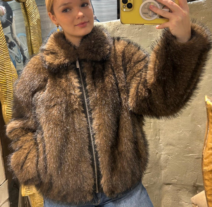 Karl Kani Metal Sig Fur Jacke - Brown