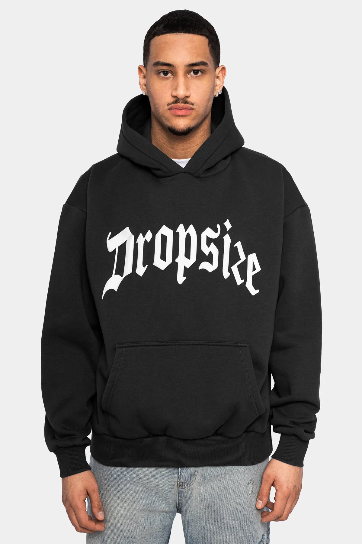 Dropsize HD-022 HEAVY OVERSIZE PUFFER PRINT HOODIE - WASHED BLACK