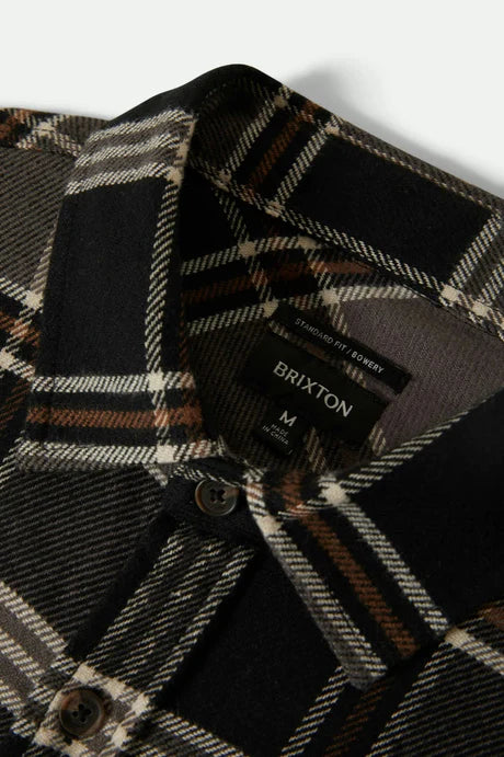 Brixton Bowery Flannel Black/Charcoal/Pinecone
