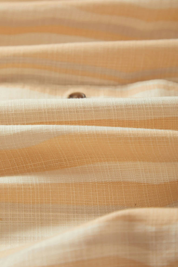 Brixton CRU Slub Relaxed S/S Kurz Arm Shirt - Haselnuss/Malerischer Streifen