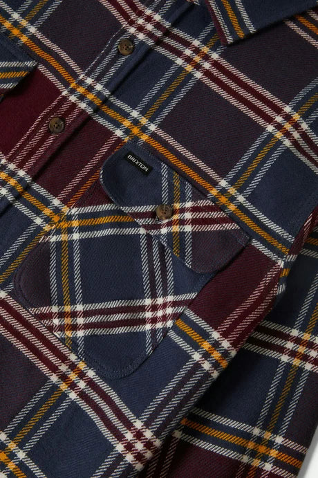 Brixton Bowery Flannel Mood Indigo/Port/Saffron