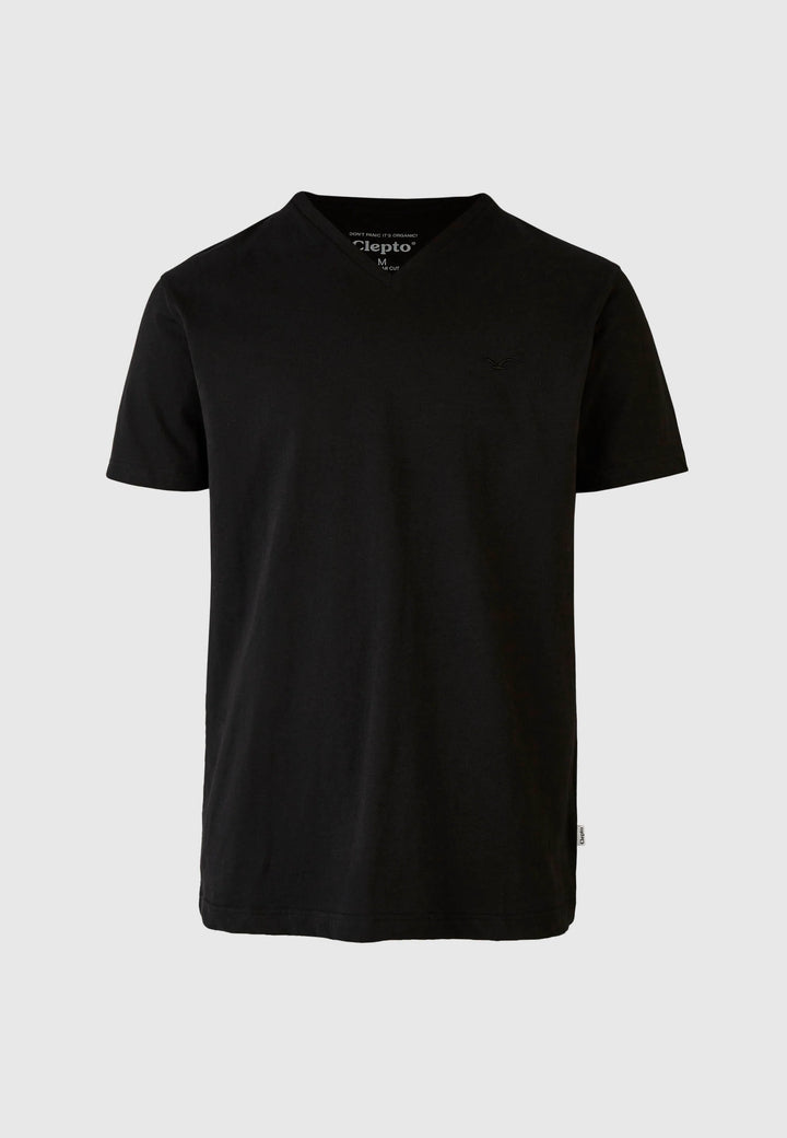Cleptomanicx Ligull V-Neck Regular Tee - Black