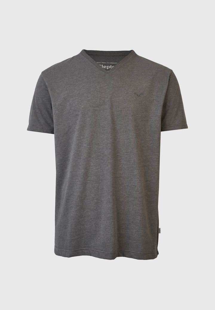 Cleptomanicx Ligull V-Neck Regular Tee - Heather Forged Iron
