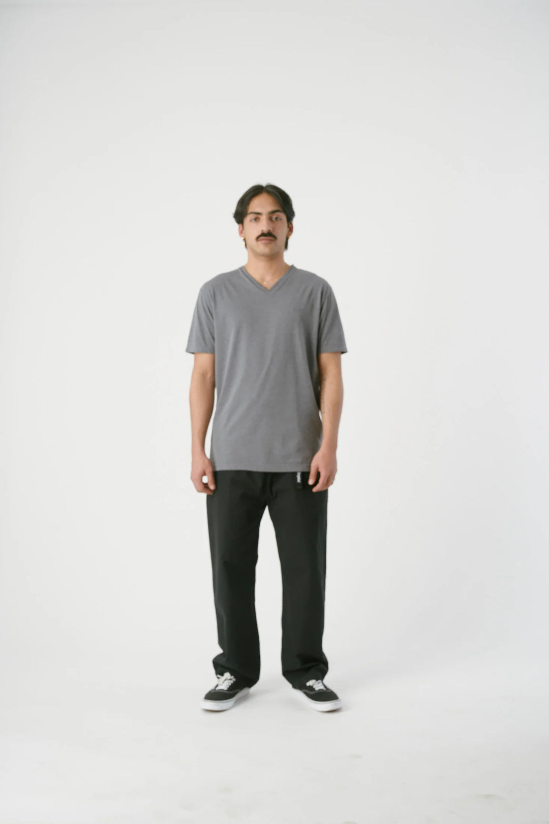 Cleptomanicx Ligull V-Neck Regular Tee - Heather Forged Iron