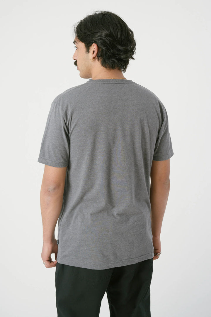 Cleptomanicx Ligull V-Neck Regular Tee - Heather Forged Iron