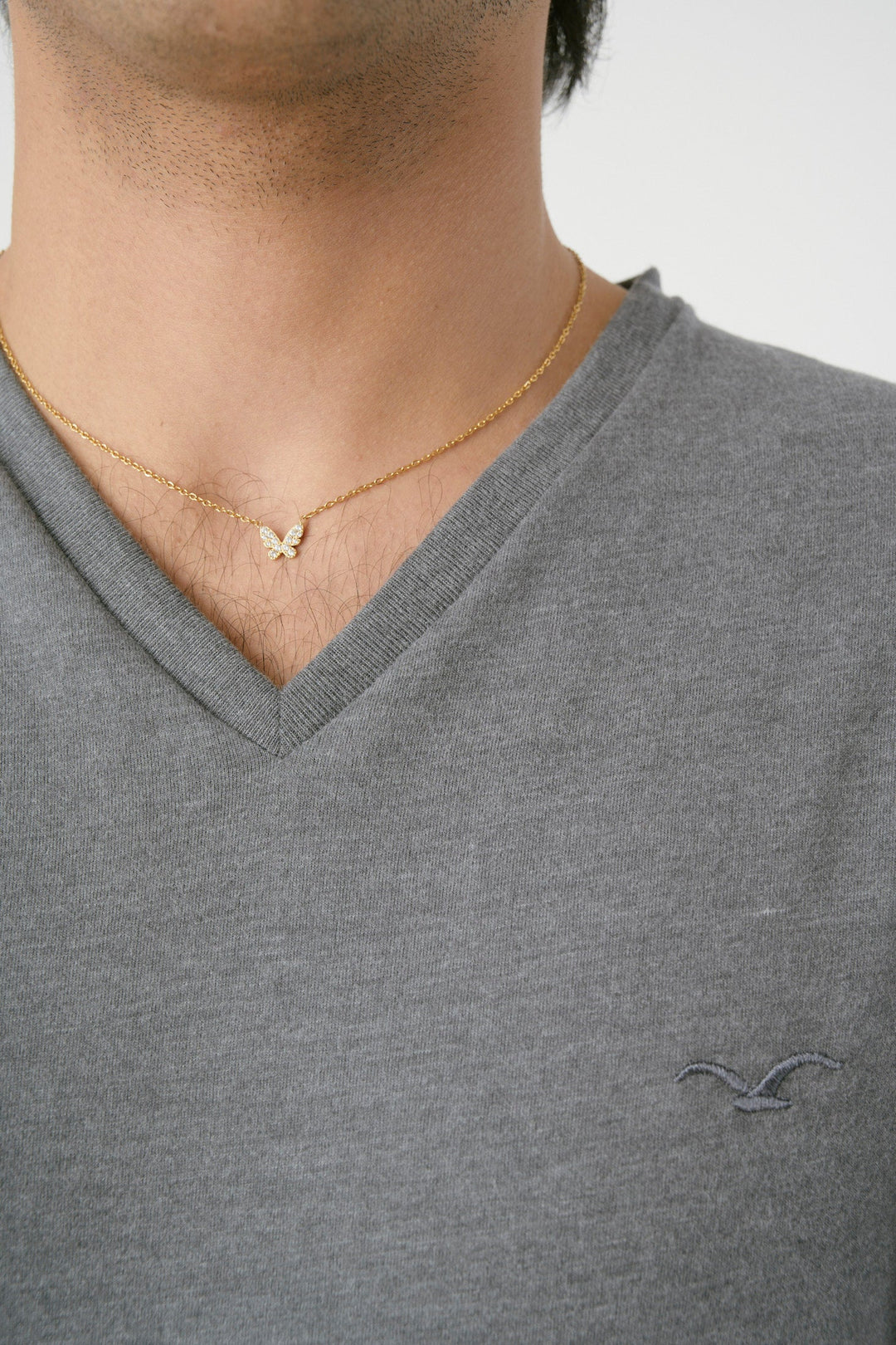 Cleptomanicx Ligull V-Neck Regular Tee - Heather Forged Iron