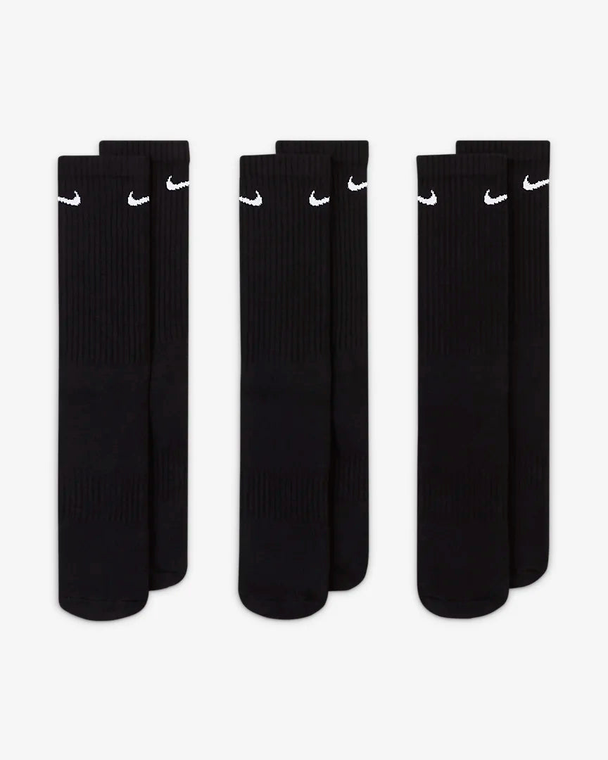 Nike 7664 Everyday Cushioned Crew Socks 3Pair 010 Black YO C