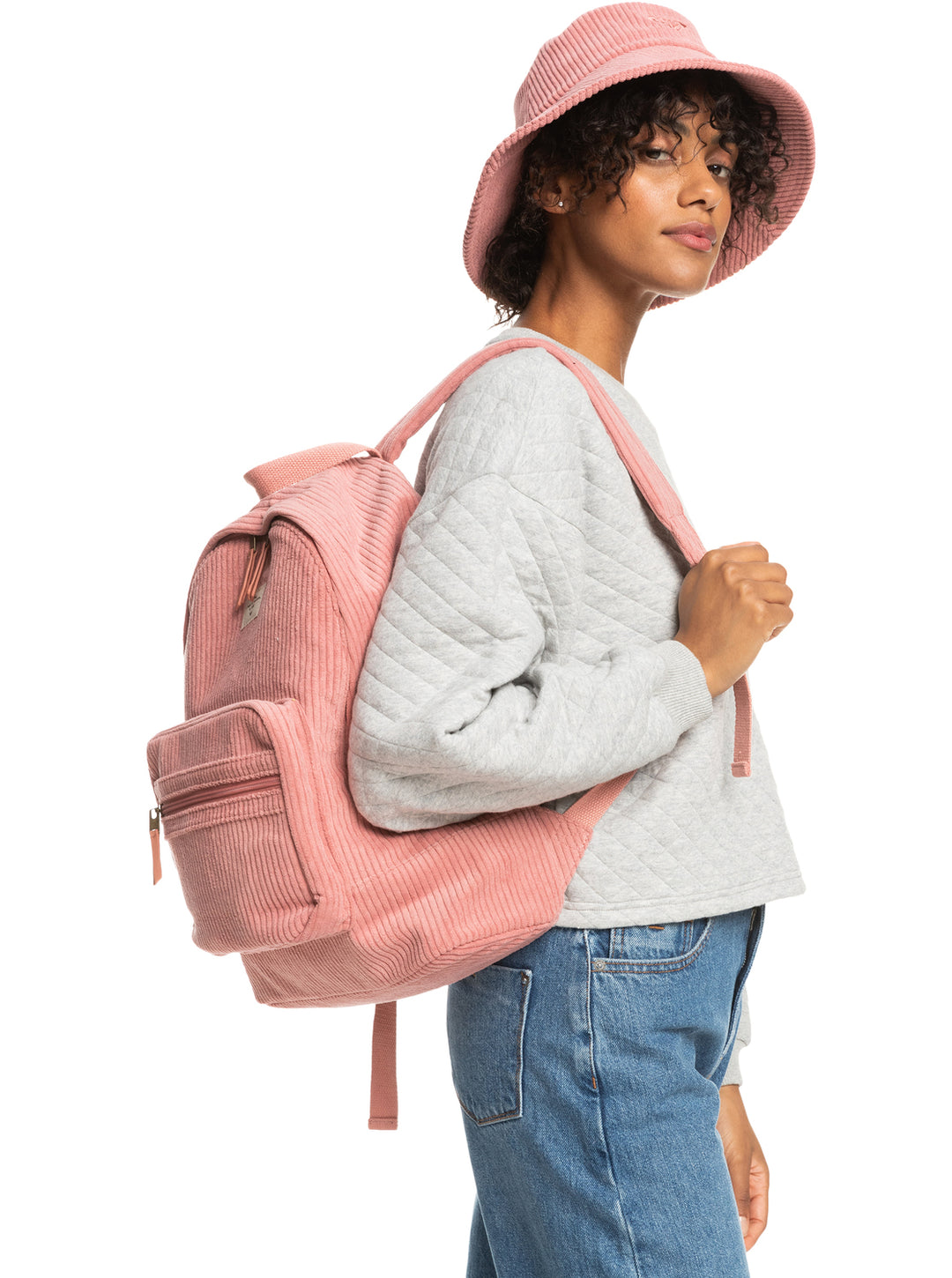 Roxy Cozy Nature Cord Rucksack Bag - Sachet Pink