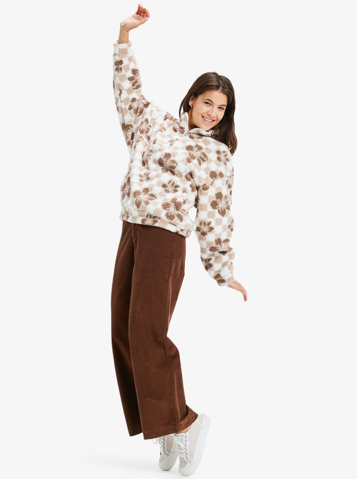 ROXY Jive Talking Bonded - Zip Woman Fleece mit Reißverschlusskragen Beige WBS5