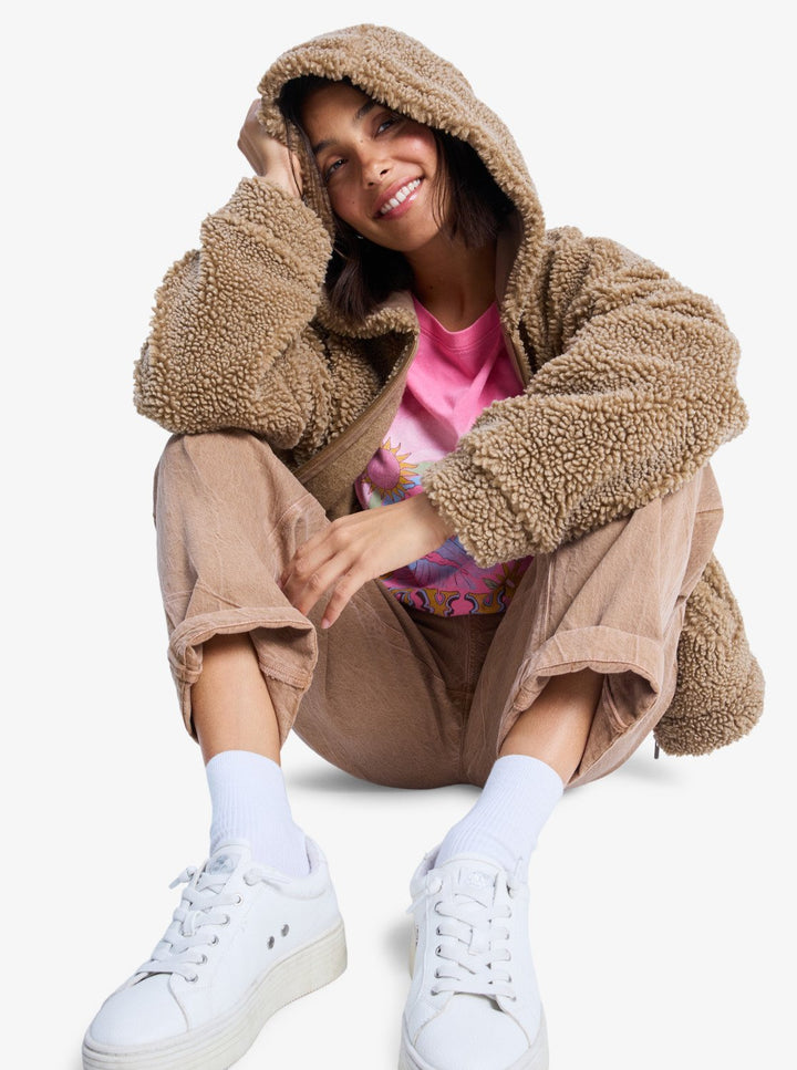 ROXY City Track - Oversized Zip Woman Fleece Kahki (cma0)