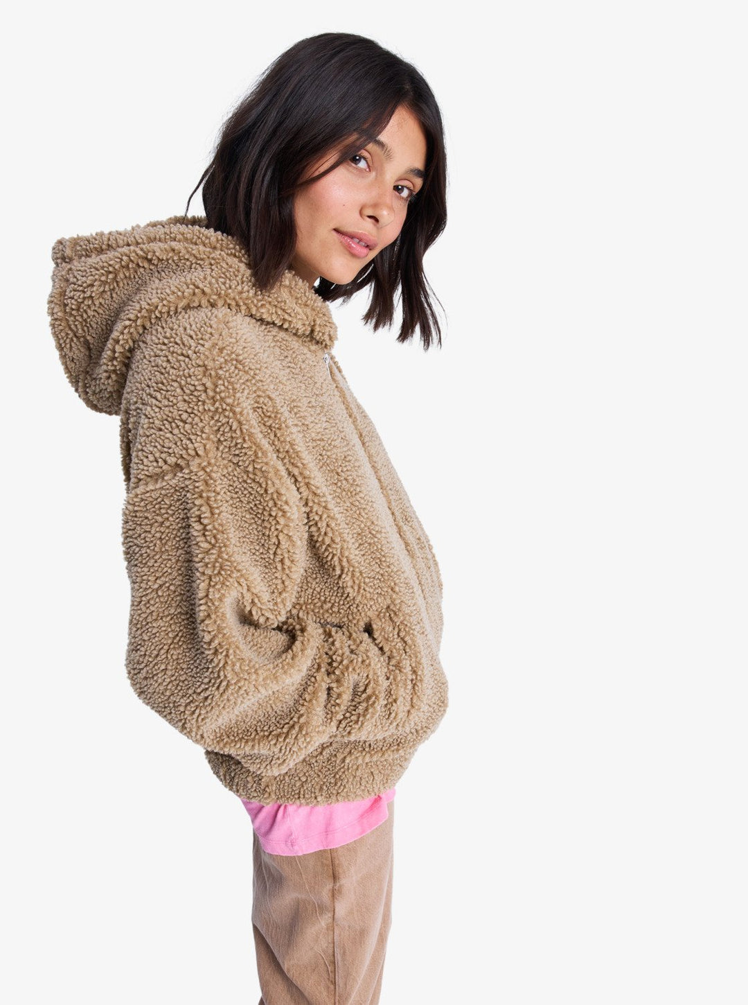 ROXY City Track - Oversized Zip Woman Fleece Kahki (cma0)