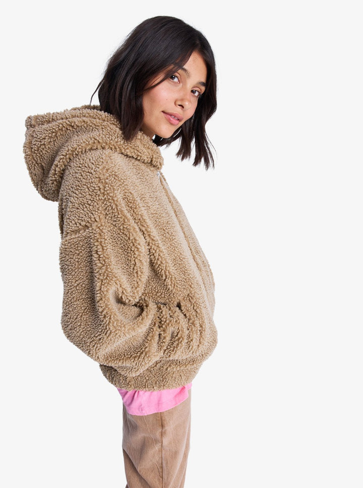 ROXY City Track - Oversized Zip Woman Fleece Kahki (cma0)