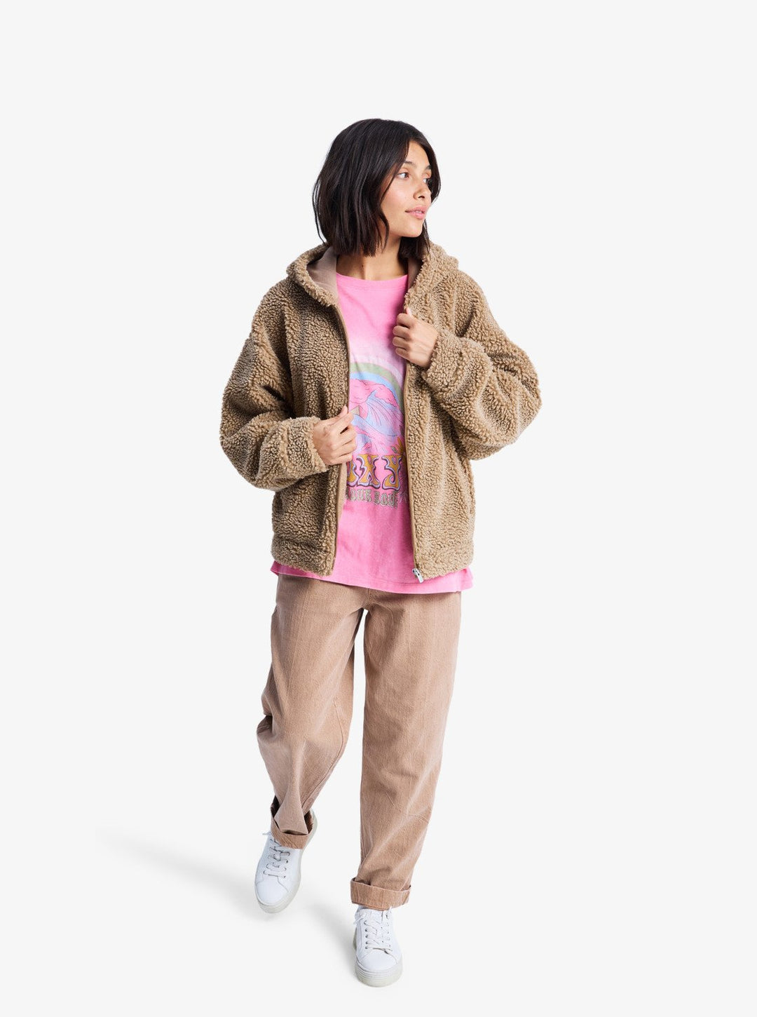 ROXY City Track - Oversized Zip Woman Fleece Kahki (cma0)