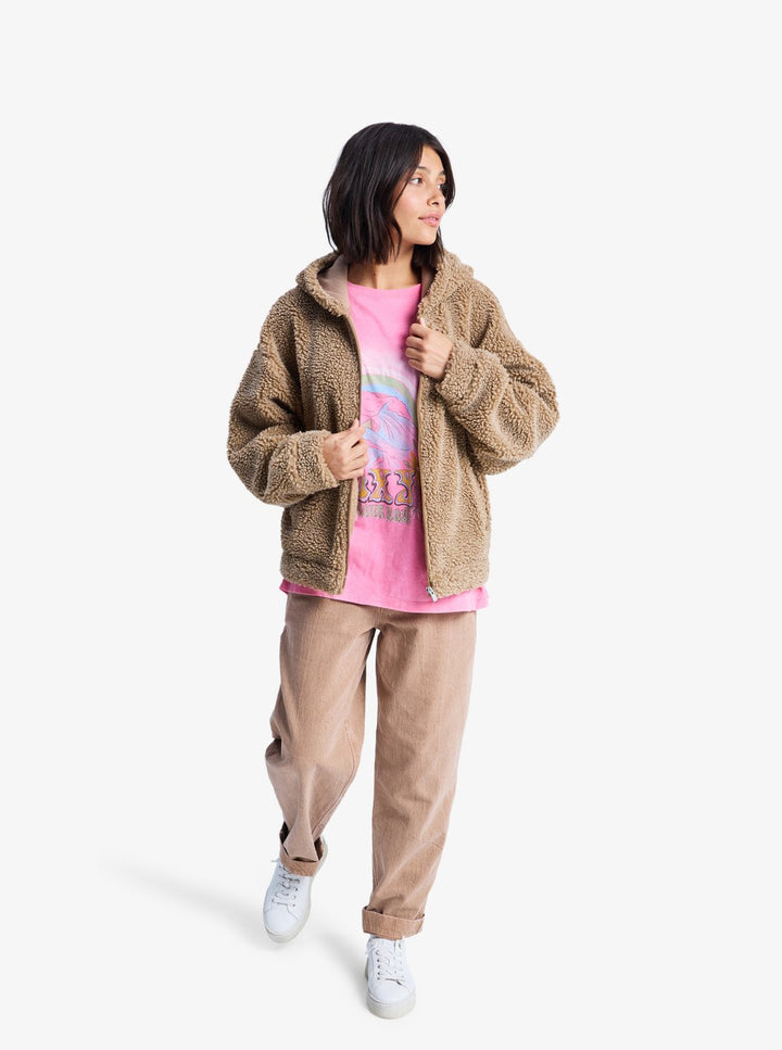 ROXY City Track - Oversized Zip Woman Fleece Kahki (cma0)