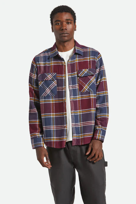 Brixton Bowery Flannel Mood Indigo/Port/Saffron