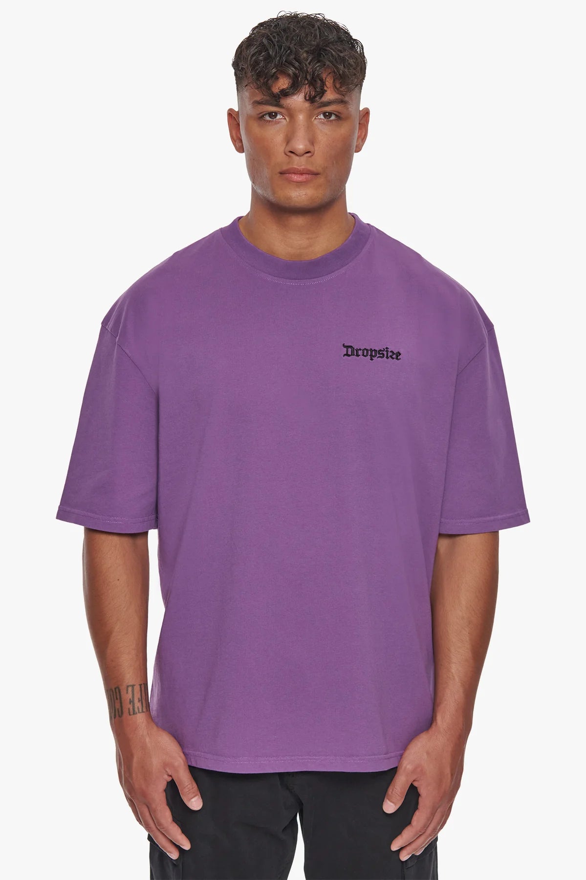 Dropsize TS-028 HEAVY OVERSIZE BACKPRINT T-SHIRT - Washed Purple