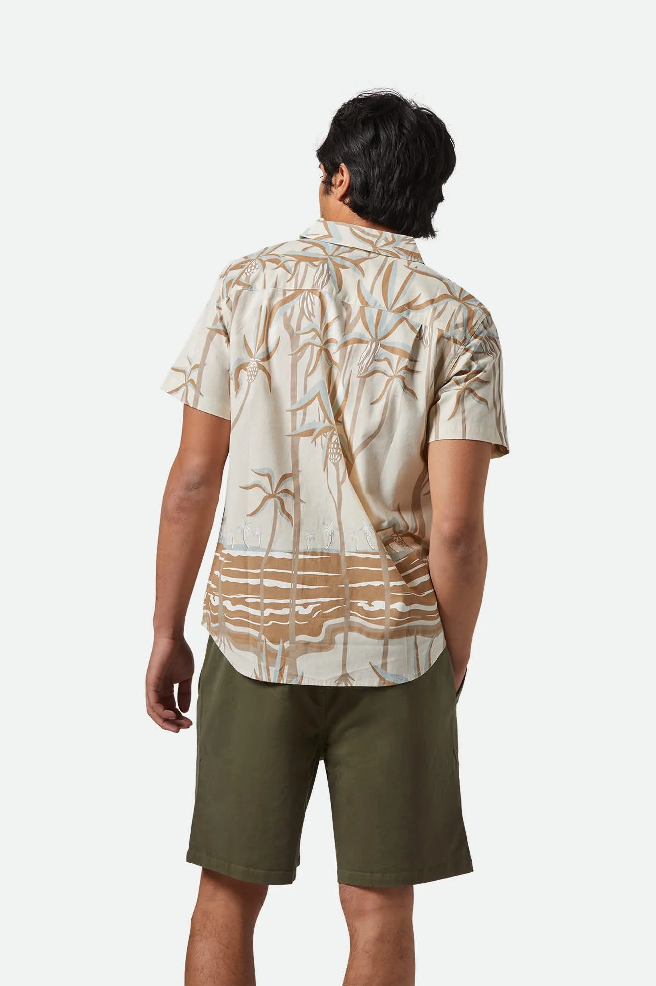 Brixton Charter Print S/S Kurz Arm  Shirt / Hemd - Beige Whitecap Scenic Trip