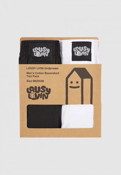 Lousy Livin CLEPTOMANICX 2 Pack Boxershort - Plain 2 Pack Black White