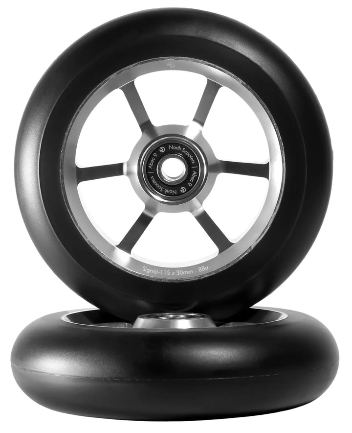 North Signal Stunt Scooter 115mm / 30mm Breite Rollen 2 Stück - Silber Schwarz
