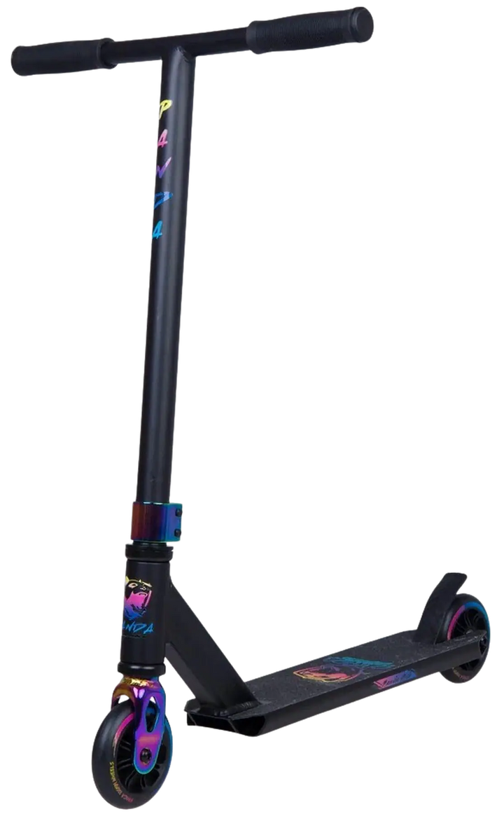 Panda Cub Kids Stunt Scooter - Black / Rainbow