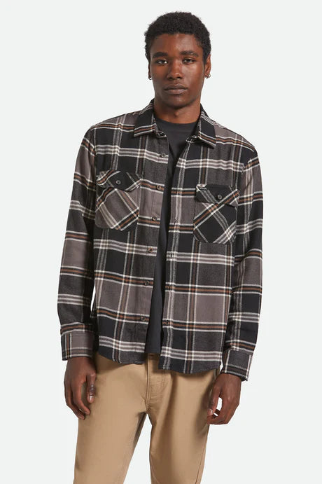 Brixton Bowery Flannel Black/Charcoal/Pinecone