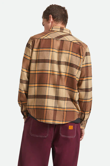 Brixton Bowery Flannel Sand/Pinecone/Solar Orange