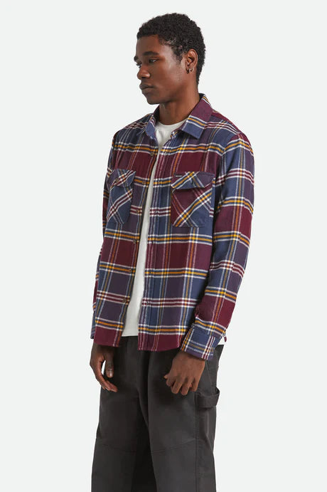 Brixton Bowery Flannel Mood Indigo/Port/Saffron