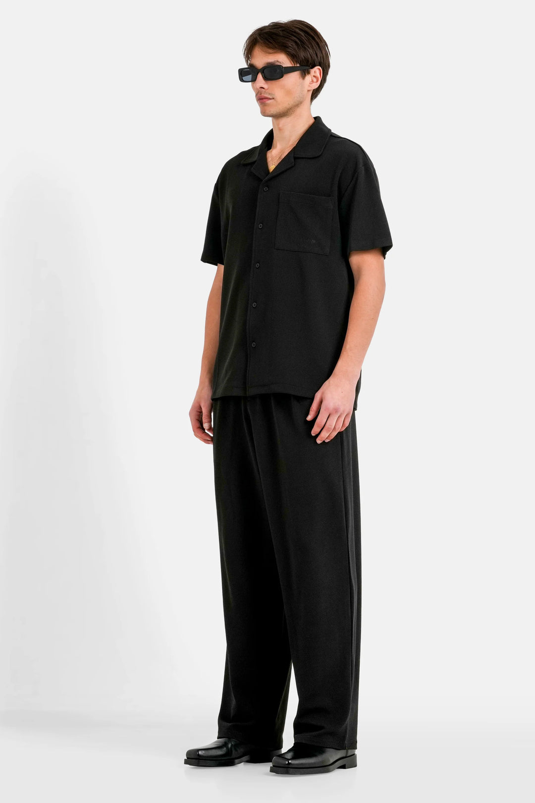 Sixth June Crepe Fabric SS Hemd - Black