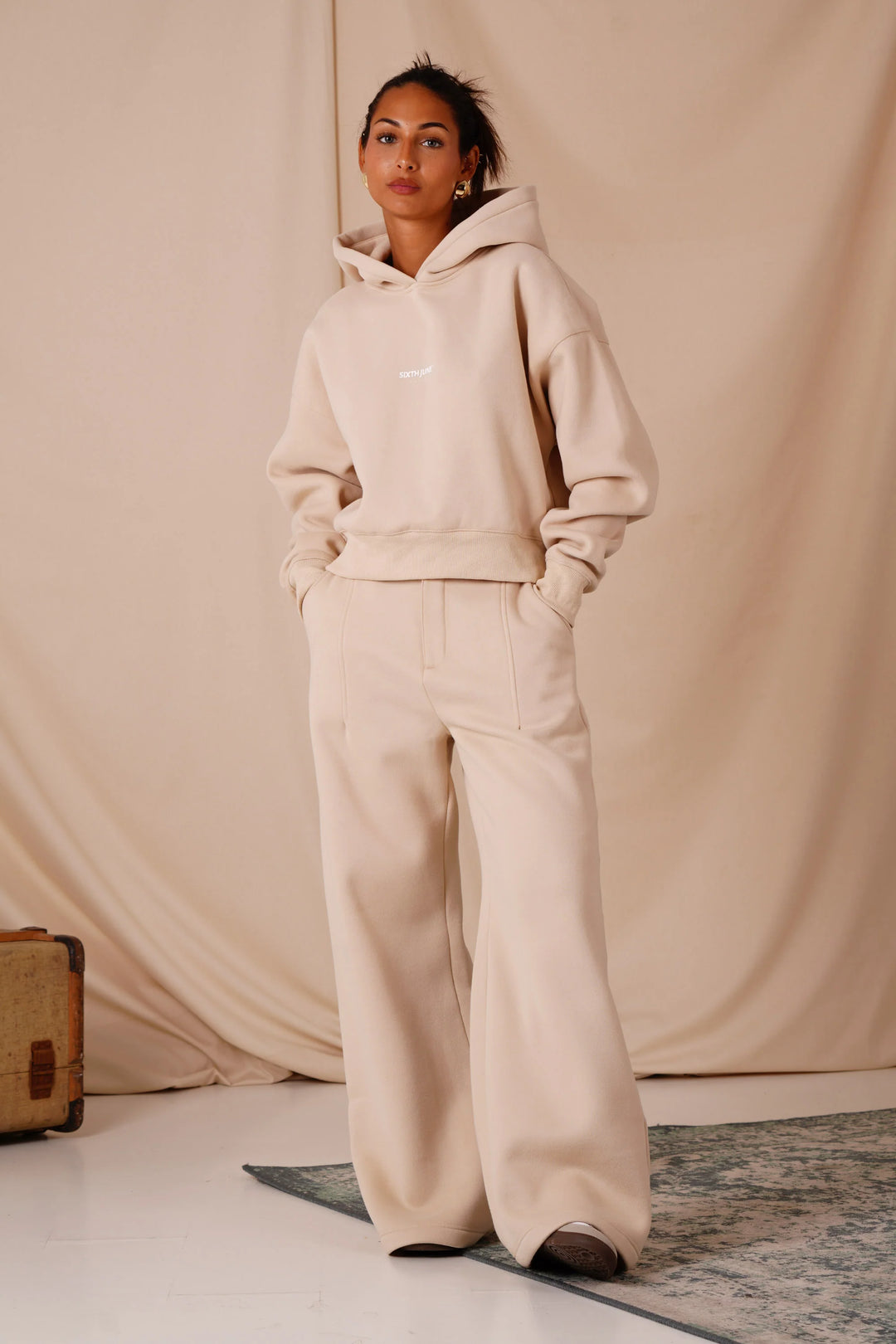 Sixth June Metallic Flower Hood - Beige