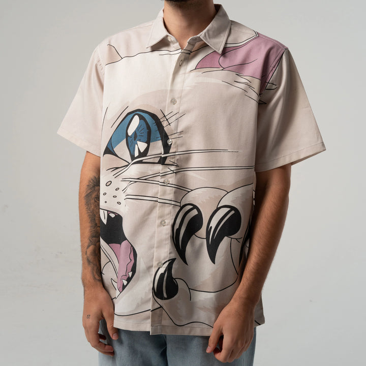 RIPNDIP Metal Claw Button Up Hemt kurz Arm - Bone