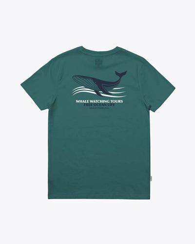 Wemoto Printed Artwork Whale  T-Shirt Teal