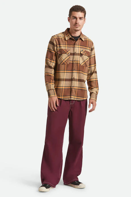 Brixton Bowery Flannel Sand/Pinecone/Solar Orange