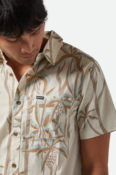 Brixton Charter Print S/S Kurz Arm  Shirt / Hemd - Beige Whitecap Scenic Trip