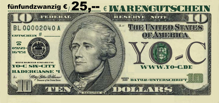 Gutschein  YO-C Geschenkgutschein Betrag auswählbar! Beispiel: