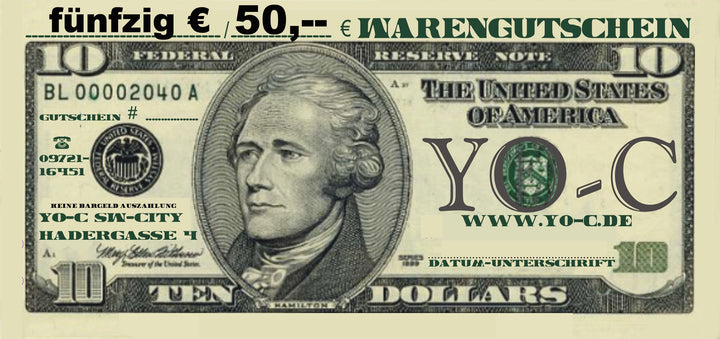 Gutschein  YO-C Geschenkgutschein Betrag auswählbar! Beispiel: