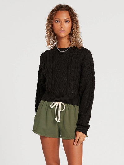 Volcom Cabled Babe Sweater - black