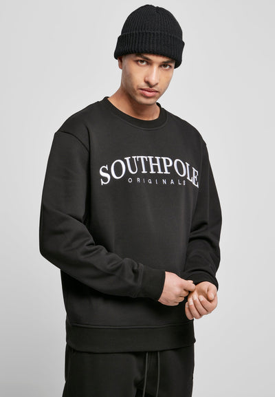 Southpole 141 Script 3D Embroidery Crew - Black