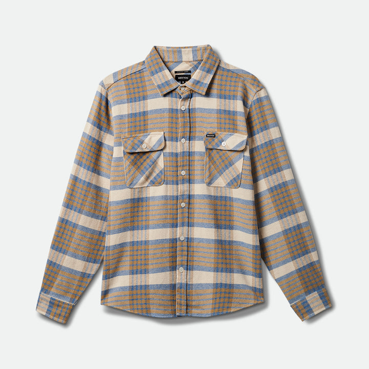 Brixton Bowery L/S Flannel Shirt - White Cap/Sand/Blue Heaven