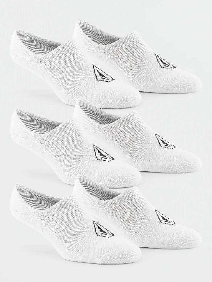 Volcom STONES NO-SHOW 3 PACK SOCKS - WHITE (WHT)